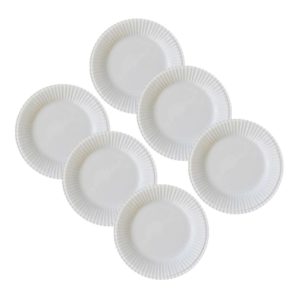 Kit 6 Pratos de Sobremesa Frisada Branco 1ª Linha