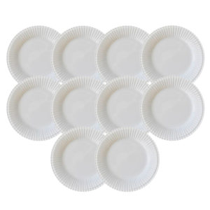 Kit 10 Pratos Rasos Frisada Branco 1ª Linha Scalla