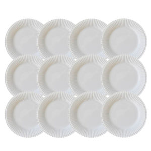 Kit 12 Pratos Rasos Frisada Branco 1ª Linha Scalla