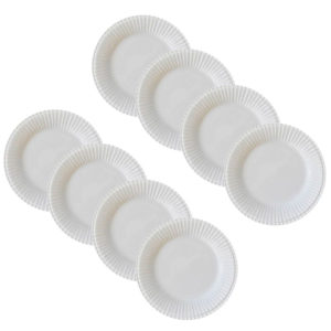 Kit 8 Pratos Rasos Frisada Branco 1ª Linha Scalla