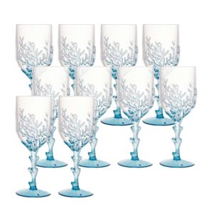 Jogo 10 Taça Acrílico Coral Azul Bon Gourmet 450 ml