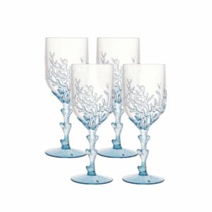 Jogo 4 Taça Acrílico Coral Azul Bon Gourmet 450 ml