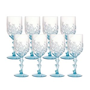 Jogo 8 Taça Acrílico Coral Azul Bon Gourmet 450 ml