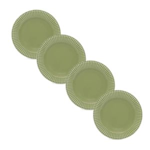 Kit 4 Pratos de Sobremesa Frisada Verde Cristina 1º Linha Scalla
