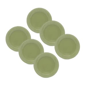 Kit 6 Pratos de Sobremesa Frisada Verde Cristina 1º Linha Scalla