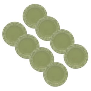 Kit 8 Pratos de Sobremesa Frisada Verde Cristina 1º Linha Scalla