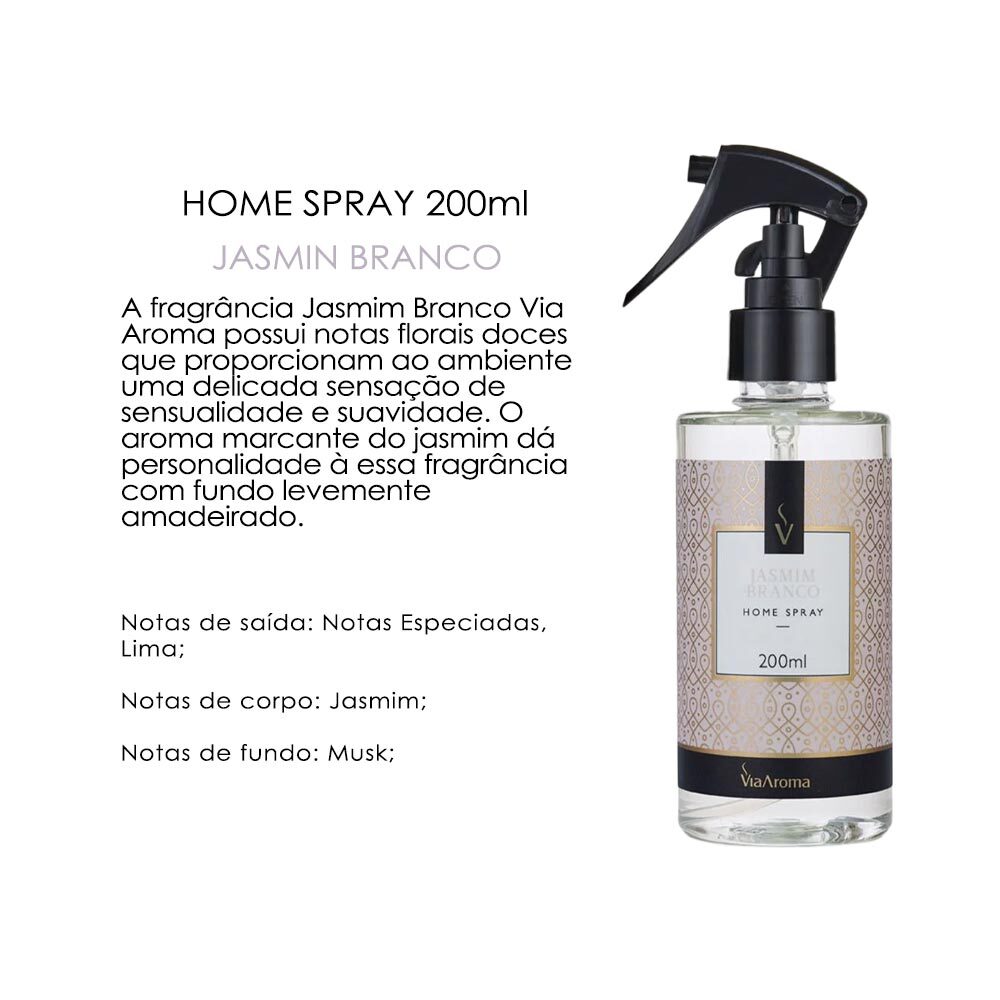 Home Spray Aromatizador Jasmim Branco 200ml Via Aroma - Loja Lemis