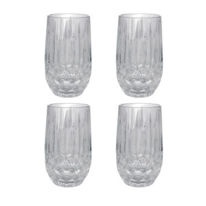 Kit 4 Copos Alto de Vidro Transparente Galway 350ml Wolff