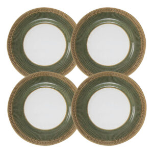 Jogo 4 Pratos de Sobremesa Celebrate Verde Cerâmica Alleanza 20cm