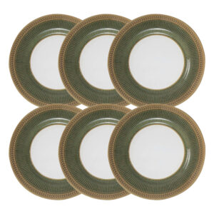 Jogo 6 Pratos de Sobremesa Celebrate Verde Cerâmica Alleanza 20cm