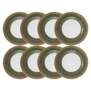 Jogo 8 Pratos de Sobremesa Celebrate Verde Cerâmica Alleanza 20cm