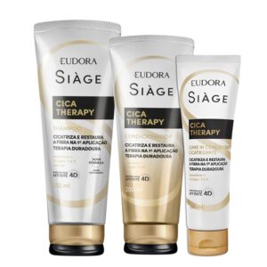 Kit Shampoo Condicionador e Leave In Reconstrução Capilar Reparação Cica Therapy Eudora Siàge