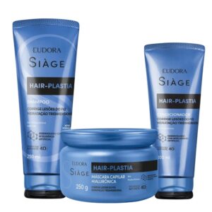 Kit Shampoo Condicionador e Máscara Hair Plastia Hidratação Plástica dos Fios Eudora Siàge