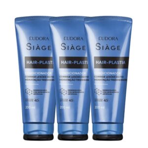 Kit 3 Condicionador Hair Plastia Plástica dos Fios Hidratação Capilar 200ml Eudora Siàge
