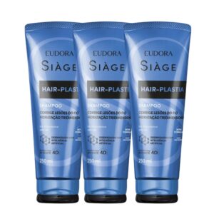 Kit 3 Shampoo Hair Plastia Plástica dos Fios Hidratação Capilar 250ml Eudora Siàge