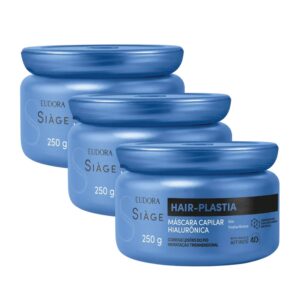 Kit 3 Máscara de Hidratação Capilar Hair Plastia Plástica dos Fios 250g Eudora Siàge