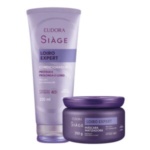 Kit Condicionador e Máscara Matizadora Loiro Expert Desamarelador Violeta Platinado Eudora Siàge