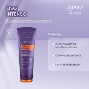 Kit 3 Shampoo para Cabelo Liso Intenso Antifrizz Contra Frizz Sonhos 250ml Eudora Siàge