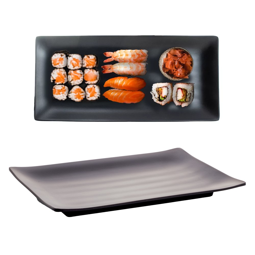 Travessa Oriental Retangular Japonesa Melamina Sushi 25cm Lyor