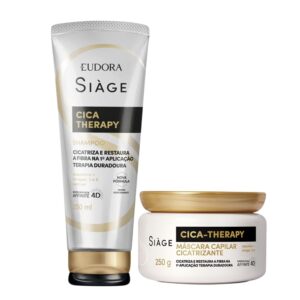 Kit Shampoo e Máscara Reconstrução Capilar Reparação Cica Therapy Restauração Eudora Siàge
