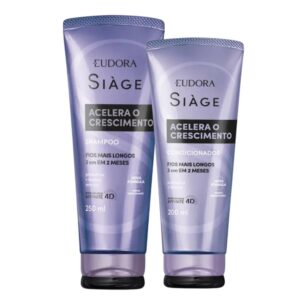 Kit Shampoo e Condicionador Antiqueda Acelera o Crescimento dos Cabelos Crescer Eudora Siàge