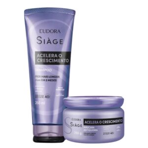 Kit Shampoo e Máscara Antiqueda Acelera o Crescimento dos Cabelos Crescer Eudora Siàge