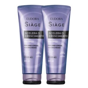 Kit 2 Shampoo Antiqueda Acelera o Crescimento dos Cabelos Fortalecimento Crescer 250ml Eudora Siàge
