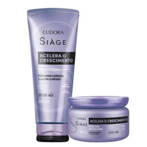 Kit Condicionador e Máscara Antiqueda Acelera o Crescimento dos Cabelos Eudora Siàge
