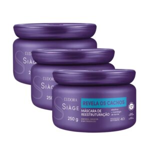 Kit 3 Máscara de Hidratação Cabelo Cacheado Revela Os Cachos Capilar 250g Eudora Siàge