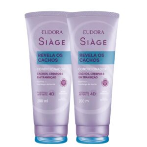Kit 2 Condicionador para Cabelos Cacheados Revela Os Cachos Ondulados 200ml Eudora Siàge