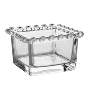 Mini Bowl de Vidro Pequeno Borda de Coração Cristal Formato Quadrado 130ml 8cm Lyor