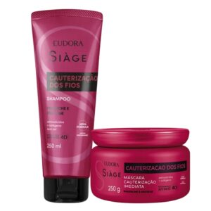 Kit Shampoo e Máscara de Reconstrução Capilar Cauterização dos Fios Reparação Eudora Siàge