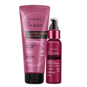 Kit Condicionador Reconstrução e Sérum Hot Cauterização dos Fios Reparação Eudora Siàge