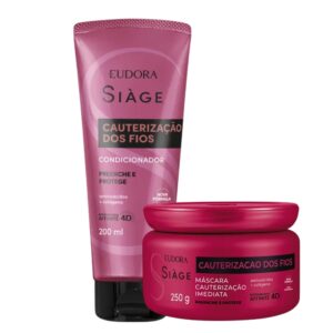 Kit Condicionador e Máscara Reconstrução Cauterização dos Fios Reparação Capilar Eudora Siàge