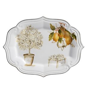 Travessa Bandeja de Cerâmica Branca Toscala Scalla 35x48cm