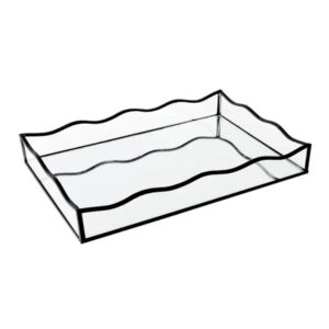 Bandeja de Vidro e Espelho com Borda Preto Fosco 30cm BTC