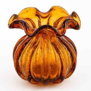 Vaso de Vidro Murano Flor Plantas Arranjos Âmbar Trouxinha 10x11cm Lemis