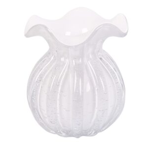 Vaso de Vidro Murano Flor Plantas Arranjos Branco Leitoso Trouxinha 10x11cm Lemis