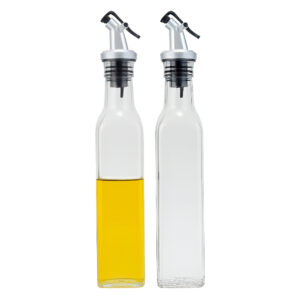Kit 2 Galheteiro de Vidro Garrafa Porta Azeite 250ml Mesa com Bico Dosador Vinagre Lemis