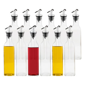Kit 12 Galheteiro de Vidro Porta Azeite 500ml Garrafa Mesa com Bico Dosador Vinagre Lemis