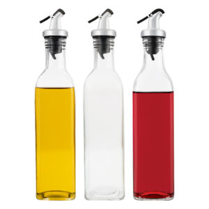 Kit 3 Galheteiro de Vidro Porta Azeite 500ml Garrafa Mesa com Bico Dosador Vinagre Lemis
