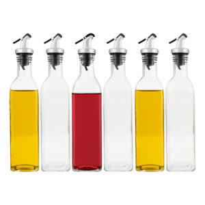 Kit 6 Galheteiro de Vidro Porta Azeite 500ml Garrafa Mesa com Bico Dosador Vinagre Lemis
