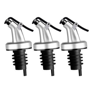 Kit 3 Bico Dosador de Garrafa de Azeite Vinagre com Vedação Silicone Tampa Galheteiro Lemis