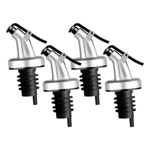 Kit 4 Bico Dosador de Garrafa de Azeite Vinagre com Vedação Silicone Tampa Galheteiro Lemis