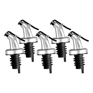 Kit 5 Bico Dosador de Garrafa de Azeite Vinagre com Vedação Silicone Tampa Galheteiro Lemis