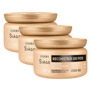 Kit 3 Máscara de Reconstrução Capilar Reconstrói os Fios Restauração 250g Eudora Siàge