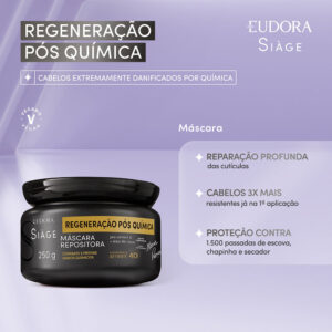Kit Condicionador e Máscara de Reconstrução Capilar Regeneração Pós Química Reparação Eudora Siàge