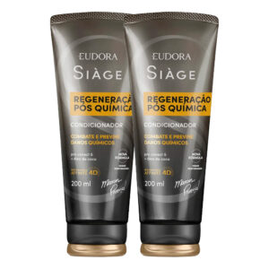 Kit 2 Condicionador Reconstrução Regeneração Pós Química Reparação Óleo de Coco 200ml Eudora Siàge