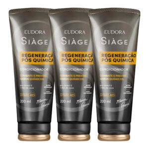Kit 3 Condicionador Reconstrução Regeneração Pós Química Reparação Óleo de Coco 200ml Eudora Siàge