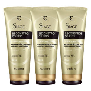 Kit 3 Condicionador Reconstrução Reparação Reconstrói Os Fios Restauração 200ml Eudora Siàge
